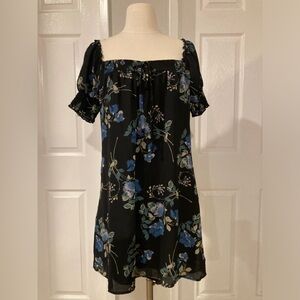 Blue rain Floral Off-Shoulder Dress
